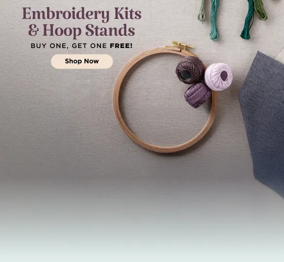 Select Embroidery Kits & Hoop Stands Buy One, Get One Free