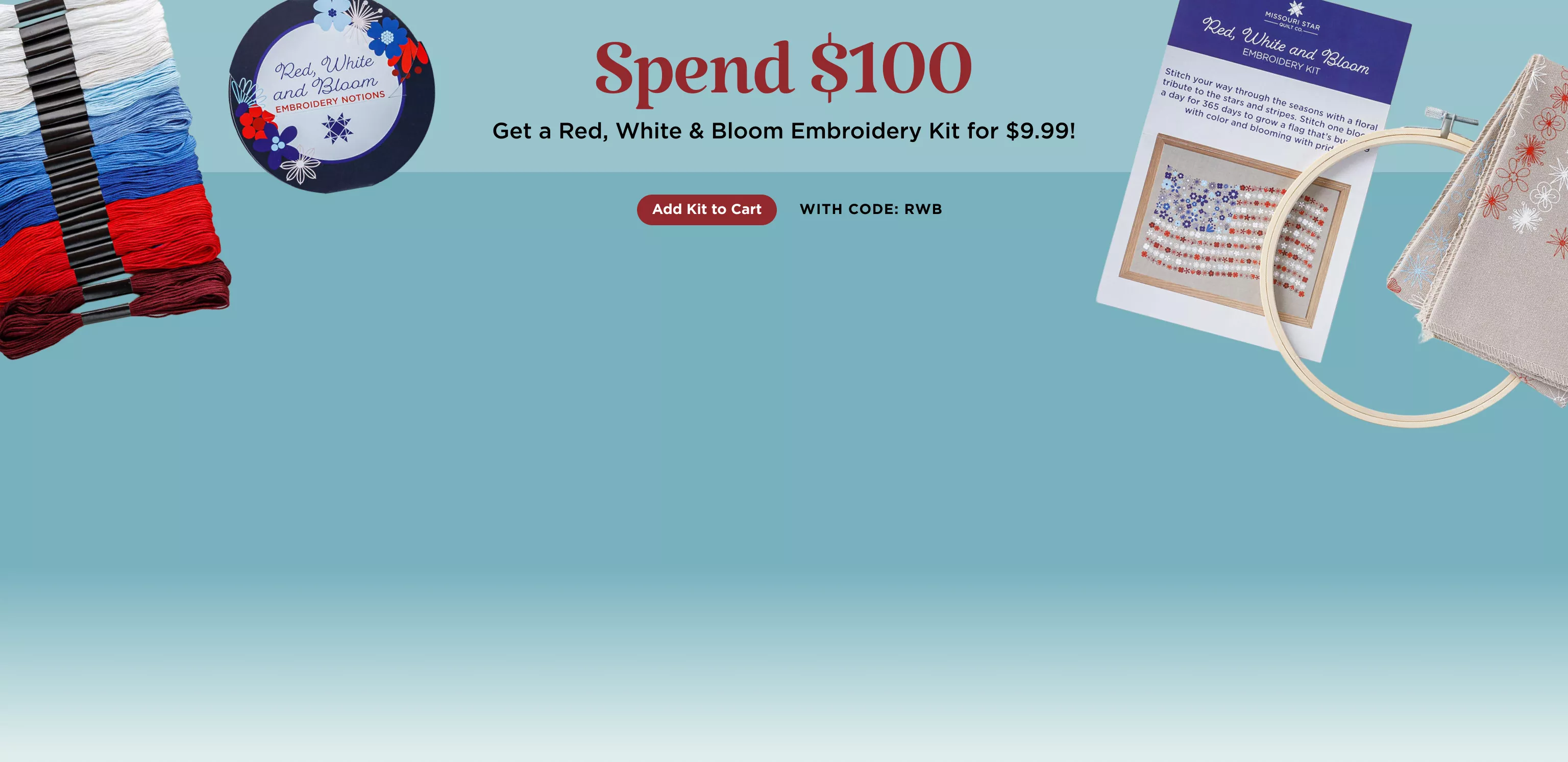 Red White & Bloom Embroidery Kit