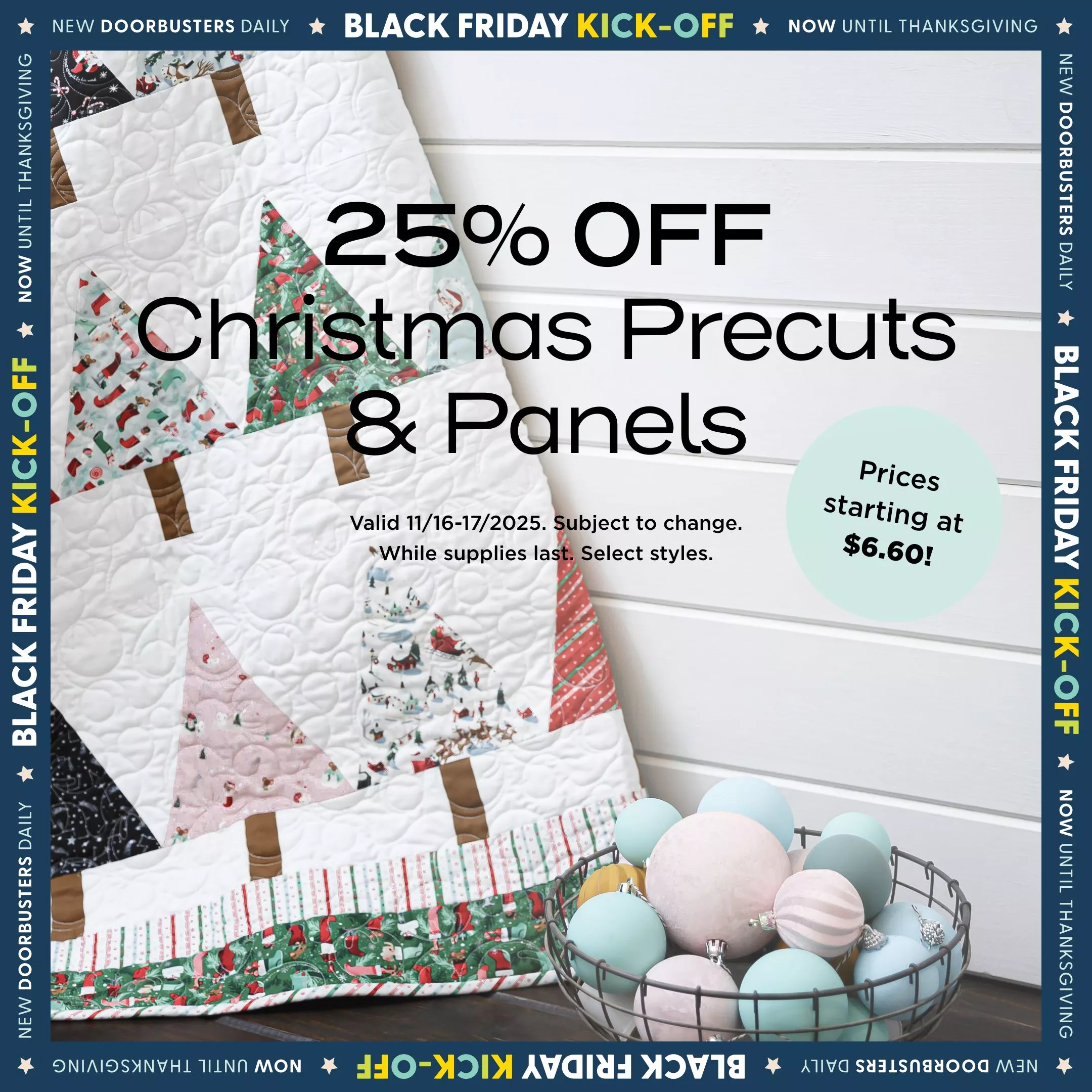 25% Off Christmas Precuts & Panels