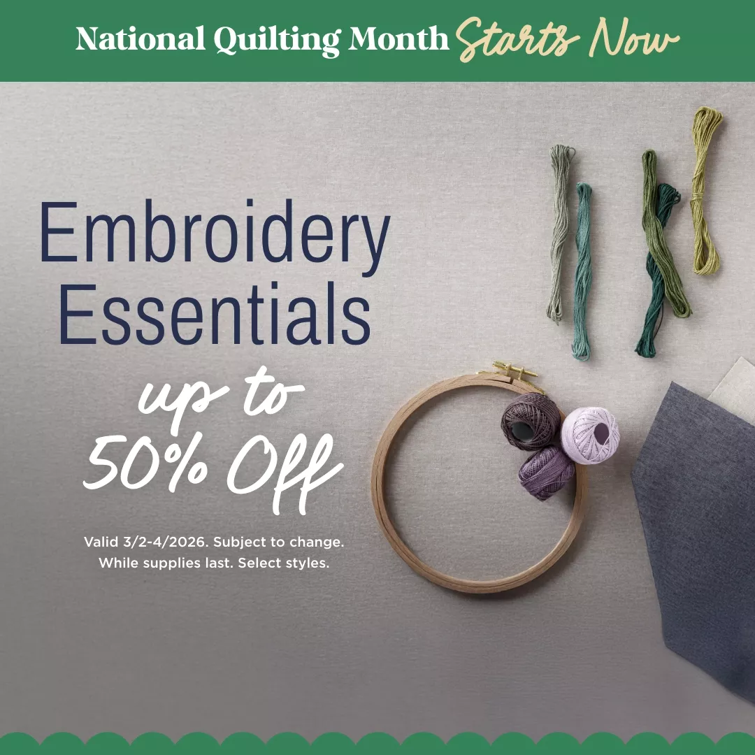 Embroidery Essentials up to 50% Off