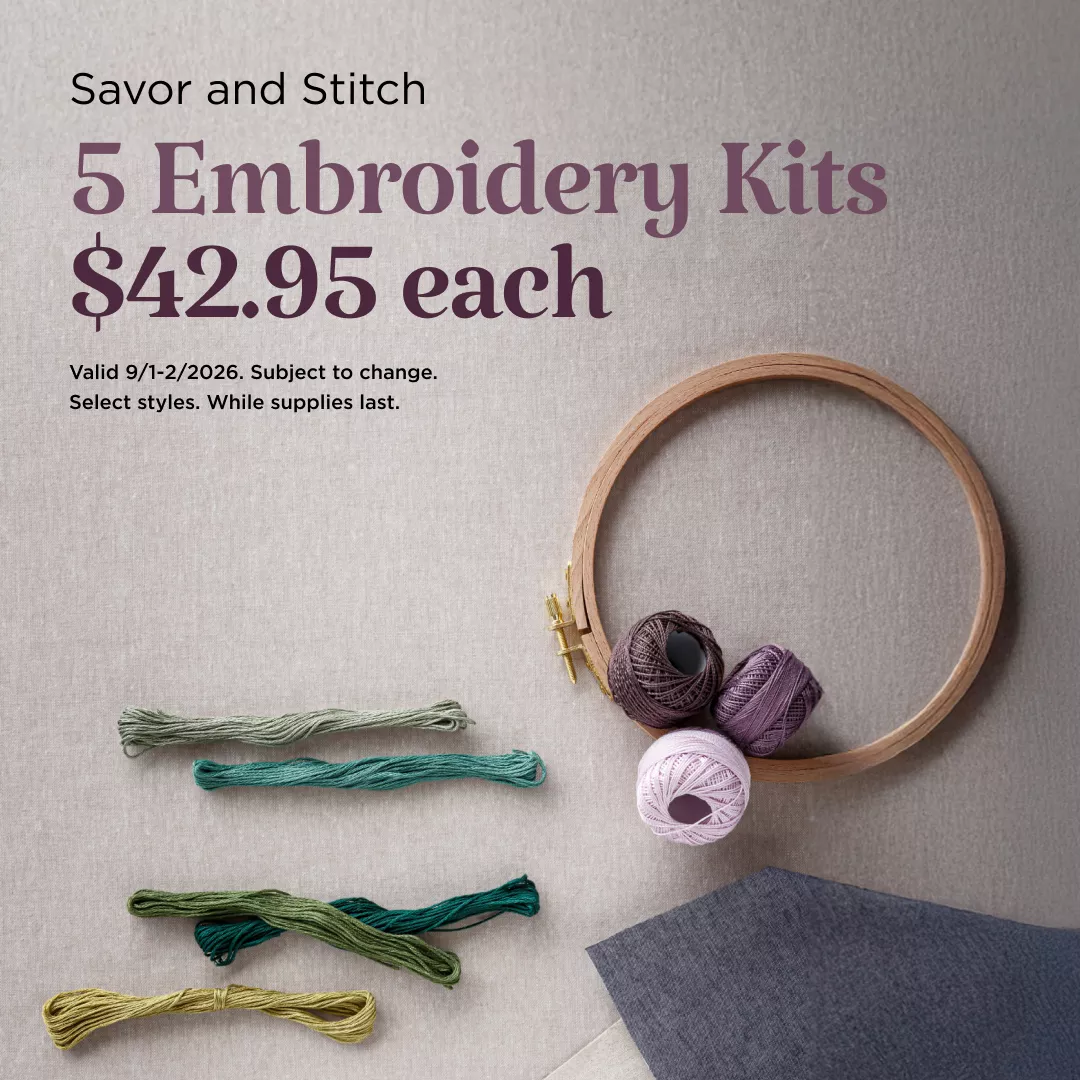 5 Embroidery Kits $42.95 Each