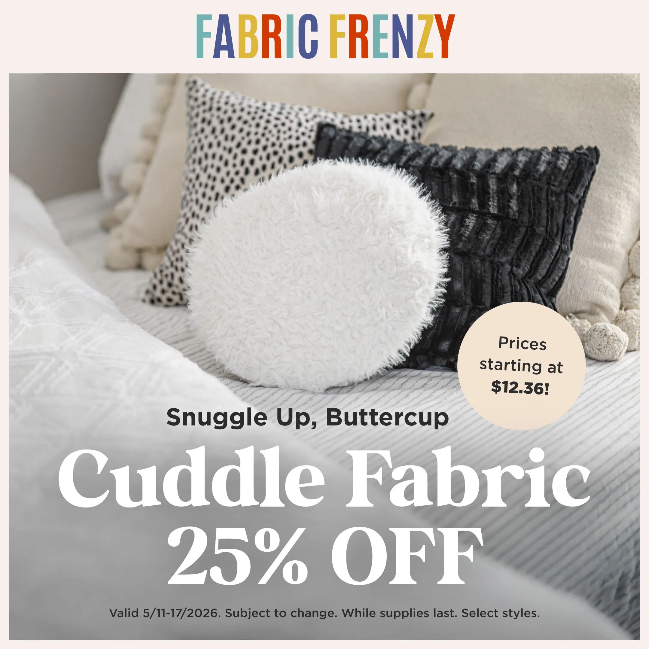 Cuddle Fabric 25% Off