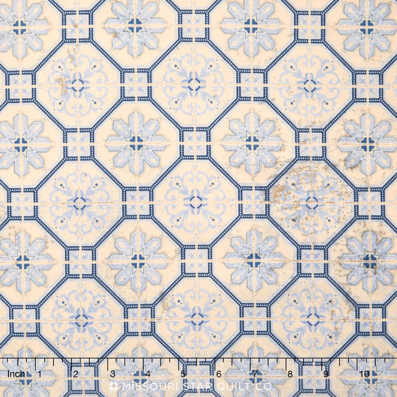 Eclectic Elements - Wallflower Mosaic Blue Yardage