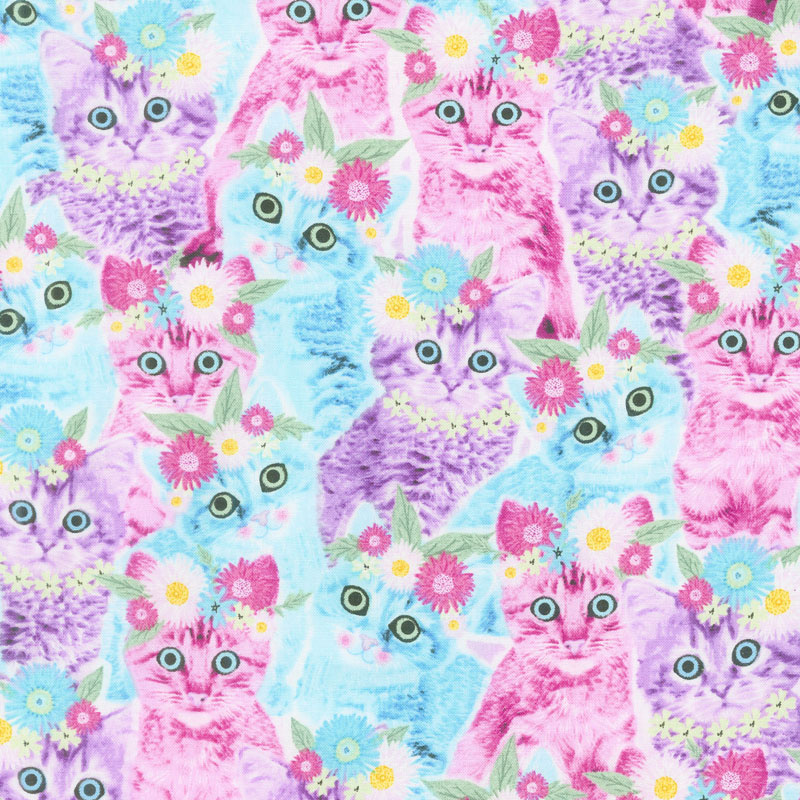 Cats - Cats in Flower Crowns Multi Yardage