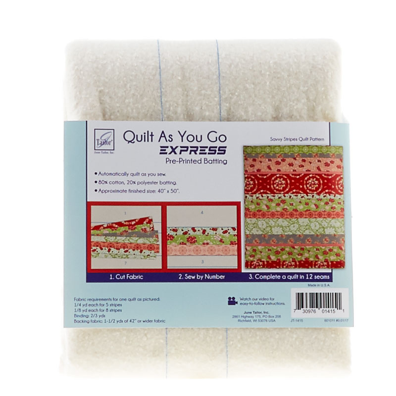 Savvy Stripes Quilt As You Go Express Preprinted Batting June