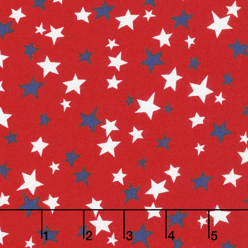 Patriotic Parade - Small Stars Red Yardage