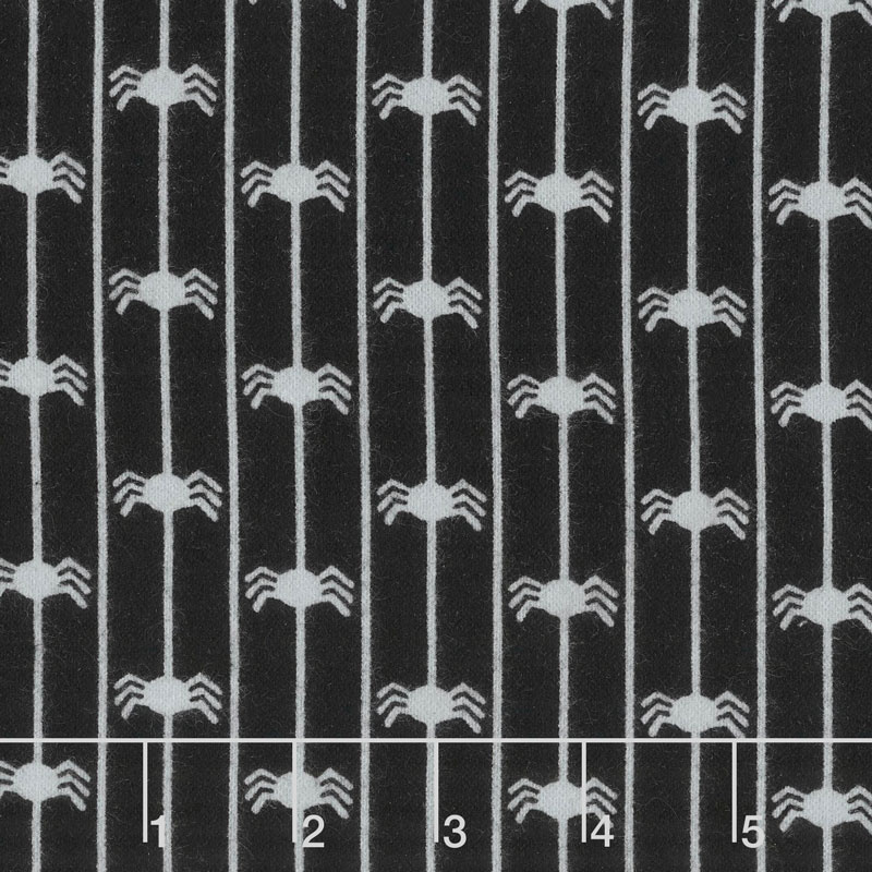 Happy Jacks & Friends - Spider Stripe Black Flannel Yardage