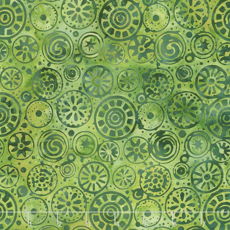 River Valley Batiks - Circles Green Blue Yardage