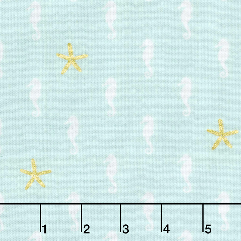 Let's Be Mermaids - Sea Horse Mint Sparkle Yardage