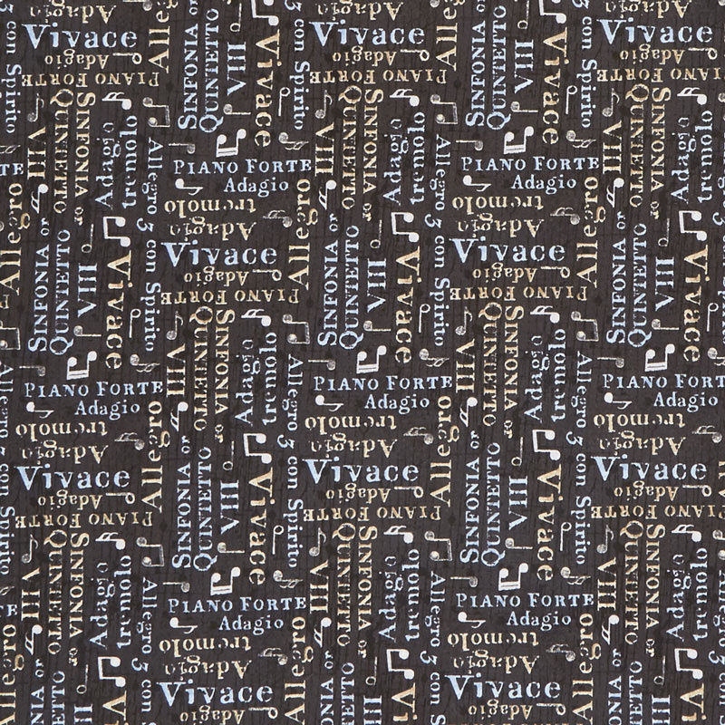 Interlude - Words Allover Black Yardage