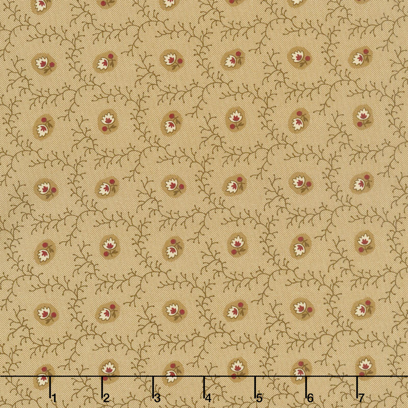 New Hope - Viney Floral Light Tan Yardage