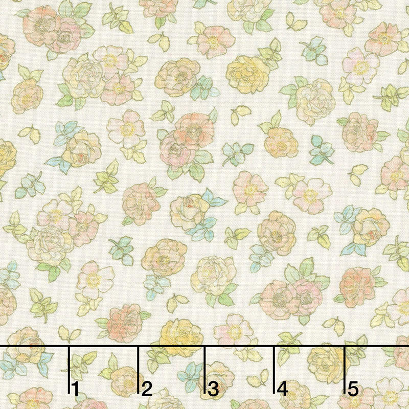 Alphonse Mucha - Flowers Ivory Digitally Printed Yardage