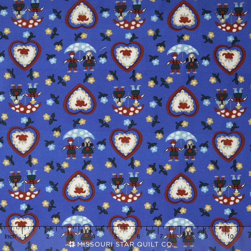 Small Wonders - World Piece Germany People Blue Yardage