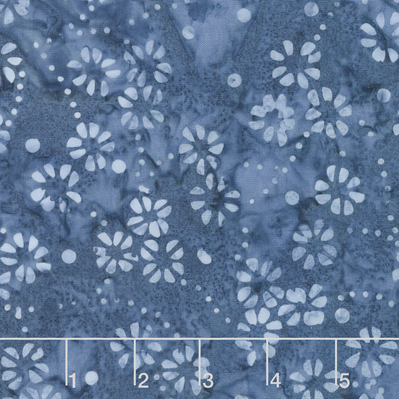 Tonga Batiks - Skyview Delicate Flowers Blue Yardage