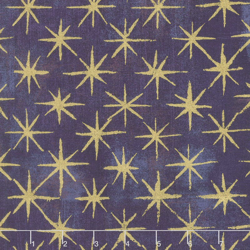 Grunge Seeing Stars - Eggplant Metallic Yardage