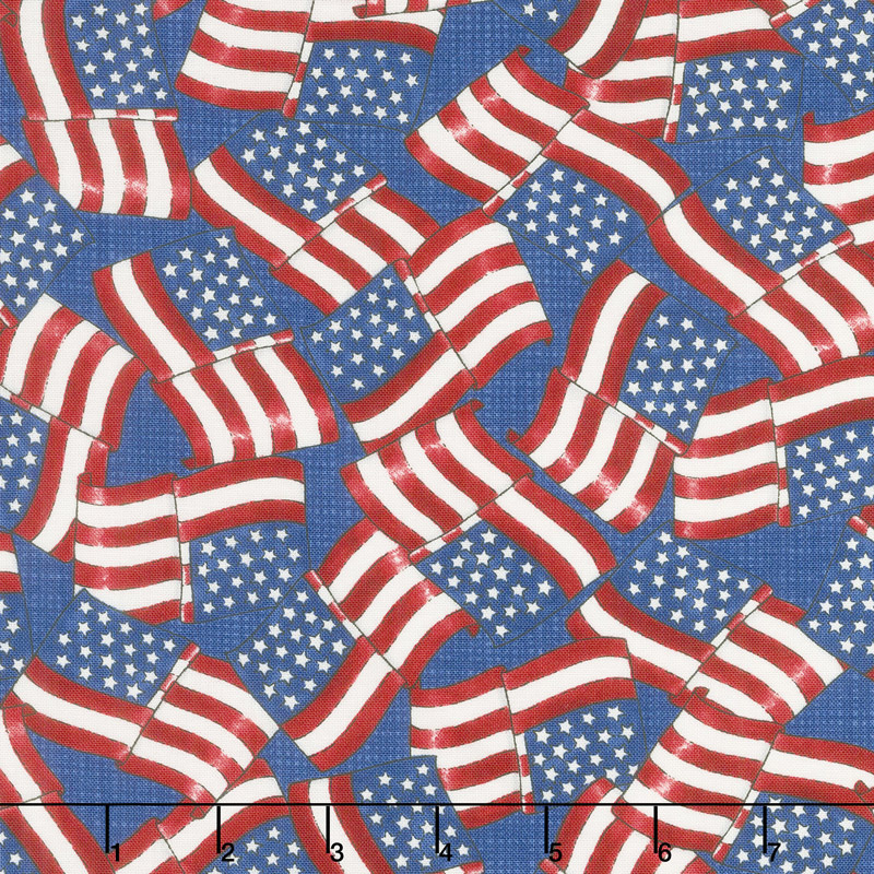 Land That I Love - Waving Flags Brave Blue Yardage