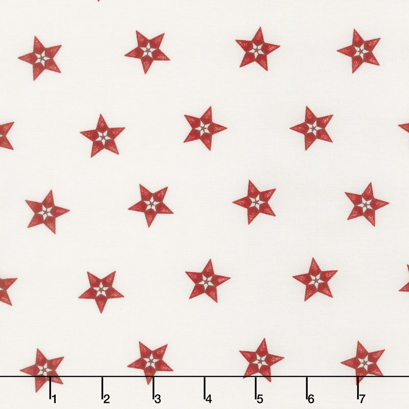 Star & Stripe Gatherings - Star in a Star Ivory Red Yardage