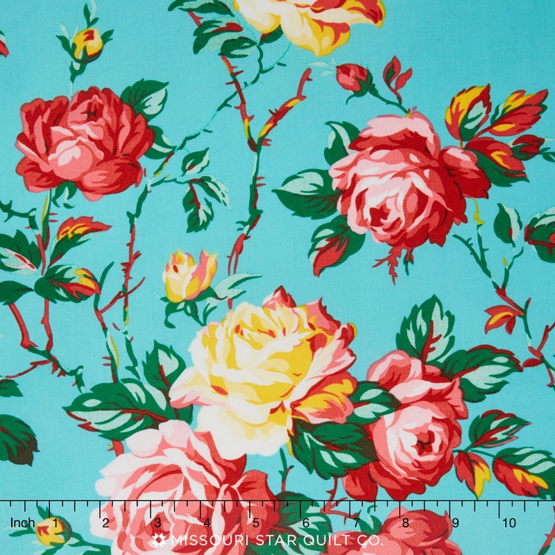 Fruta Y Flor Cottage Hill Aqua Yardage Verna Mosquera