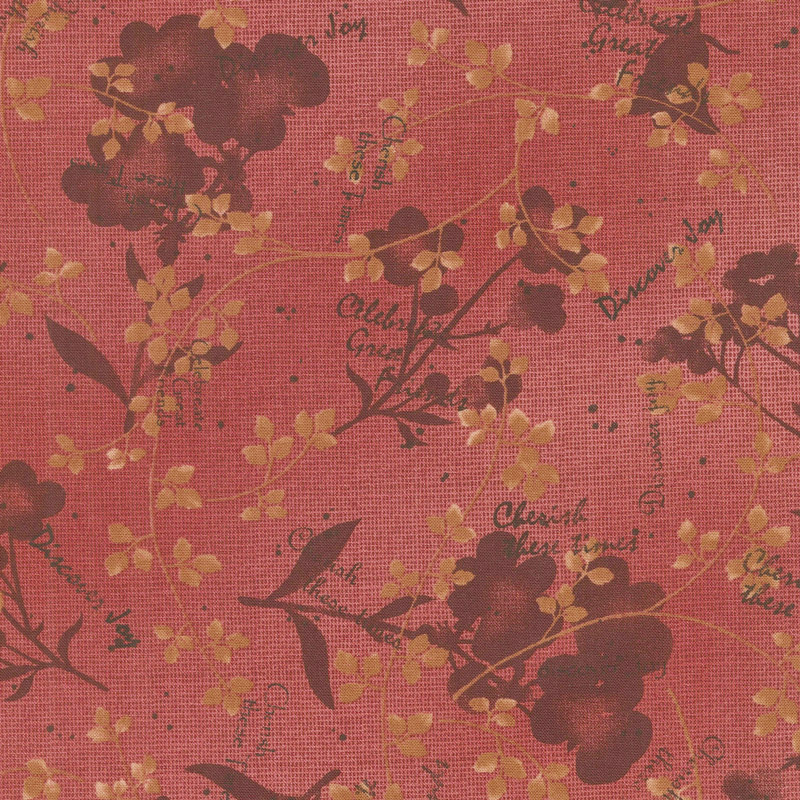 Tickled Pink - Natural Silhouette Red Yardage