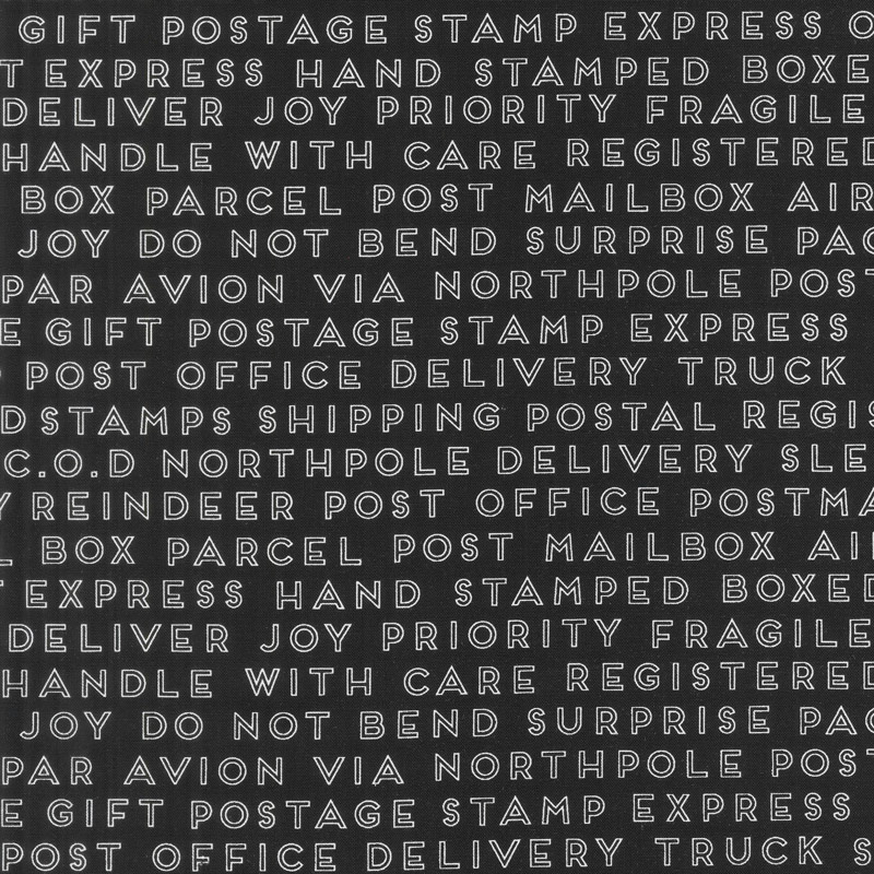 Christmas Delivery - Text Black Yardage