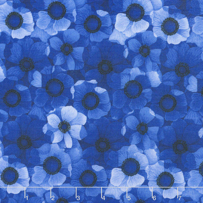 Misty - Packed Flowers Royal Digitally Printed Yardage