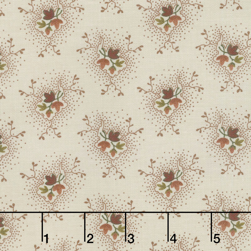 Buttermilk Blossoms - Bud & Leaf Spray Taupe Yardage