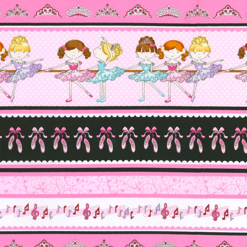 Bella-rina - Ballet Stripe Pink/Black Yardage