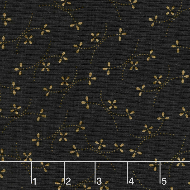 Ebony & Onyx - Tossed Dotted Stems Black Yardage