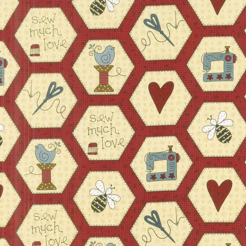 Home Sewn - Hexies Red Yardage