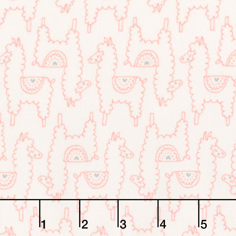 Soft & Sweet - Pink Llama Llama Love Cream Flannel Yardage