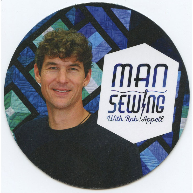 Man Sewing Magnet - Rob Appell with Quilt