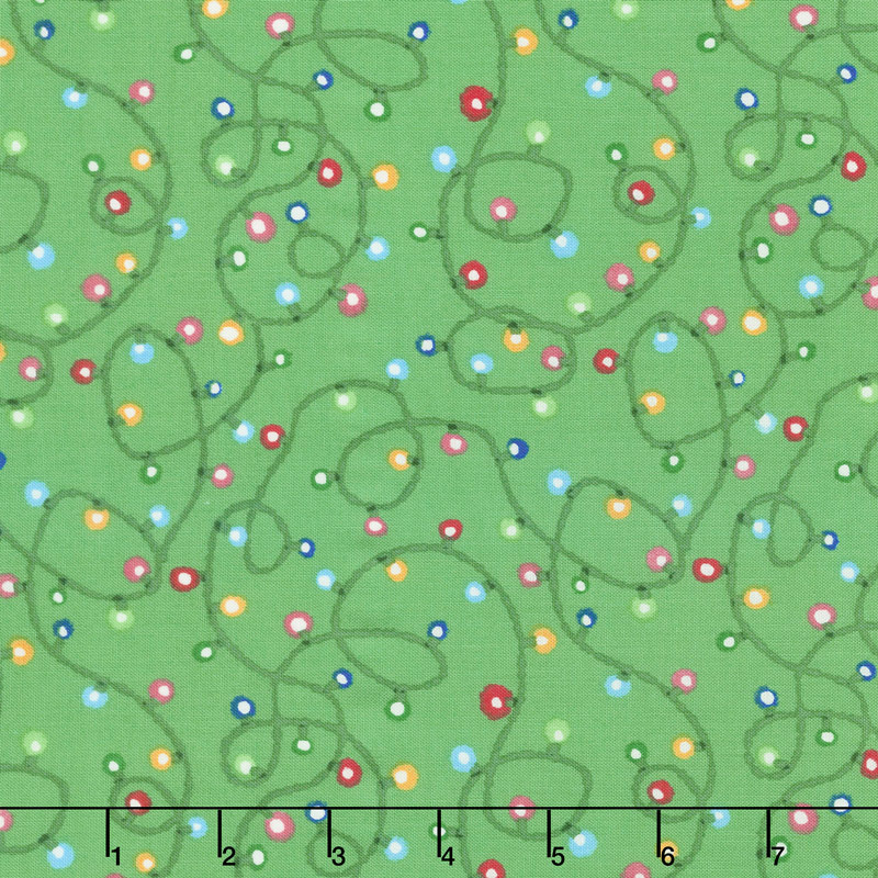 Make Merry - Christmas Lights Green Yardage