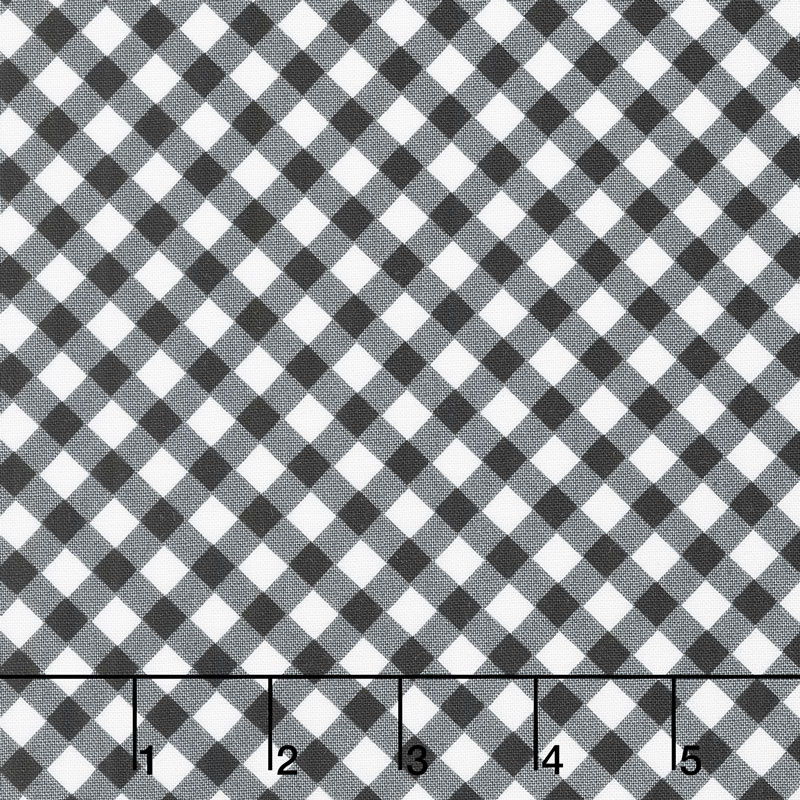 Greenery - Diagonal Check Black Yardage