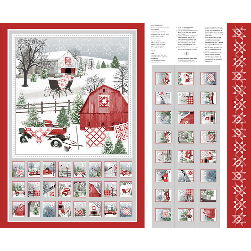 Holiday Heartland - Advent Calendar Gray Red Panel