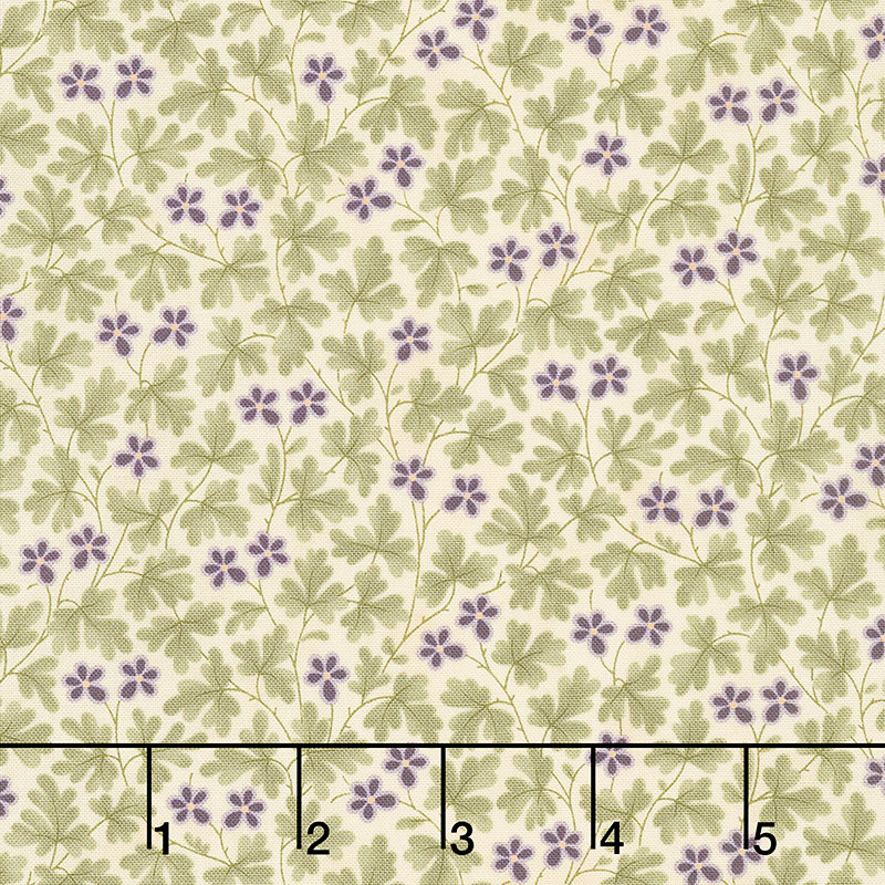 Mill Creek Garden - Leaves & Flowers Ivory Green Yardage