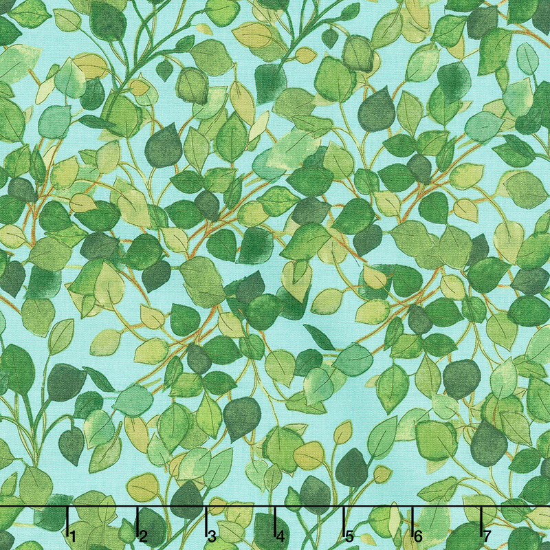 Radiance - Lacey Leaves Turquoise Yardage