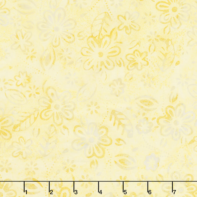 Queen Bee Batiks - Small Floral Yellow Yardage