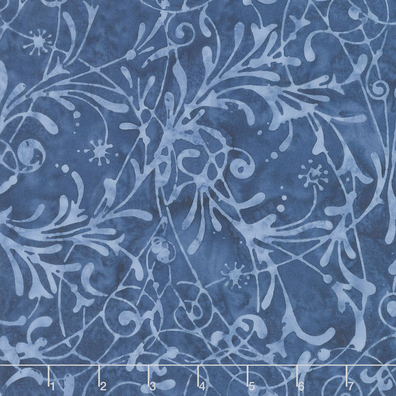 Baker's Dozen Batiks - Scroll Midnight Blue Yardage