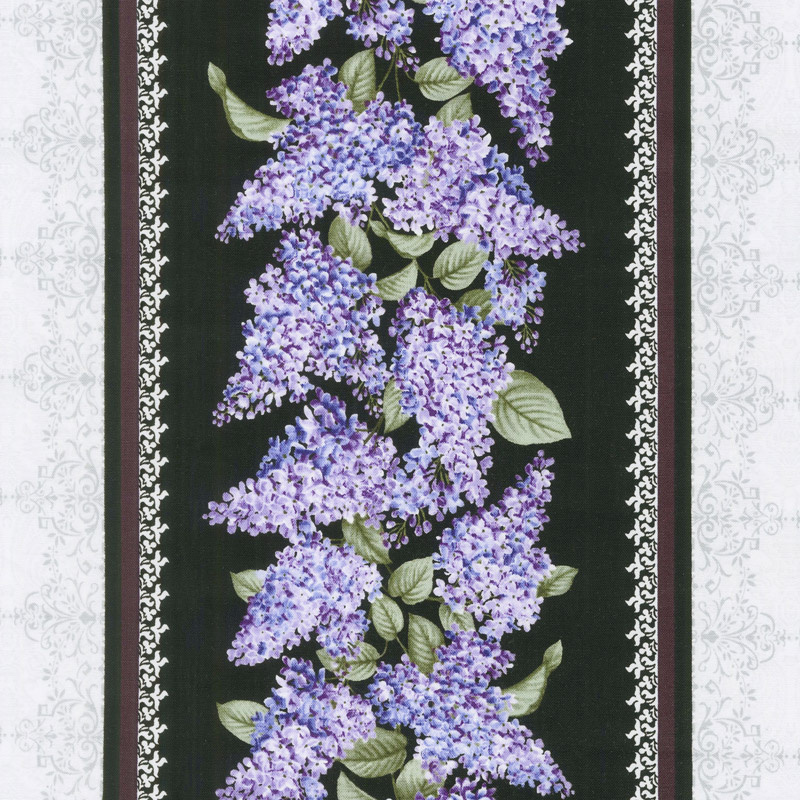 Lilacs In Bloom Lilacs In Bloom Stripe Black Yardage Jackie Robinson Benartex