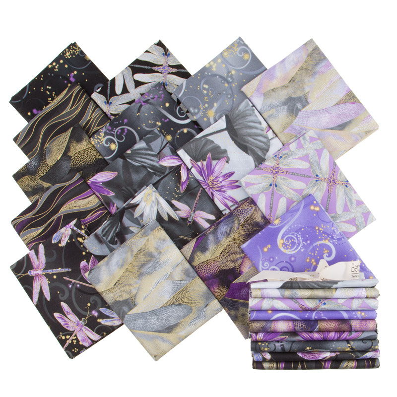 Dragonfly Dance Purple Metallic Fat Quarter Bundle