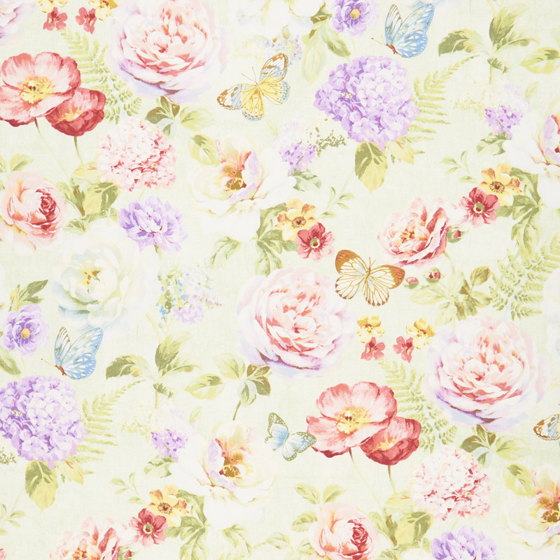 Butterfly Haven - Large Floral Green Yardage