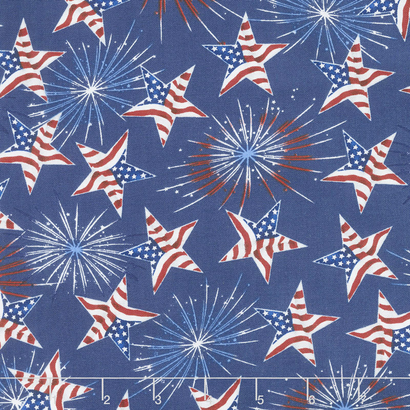 America Home of the Brave - Tossed Stars Navy Yardage