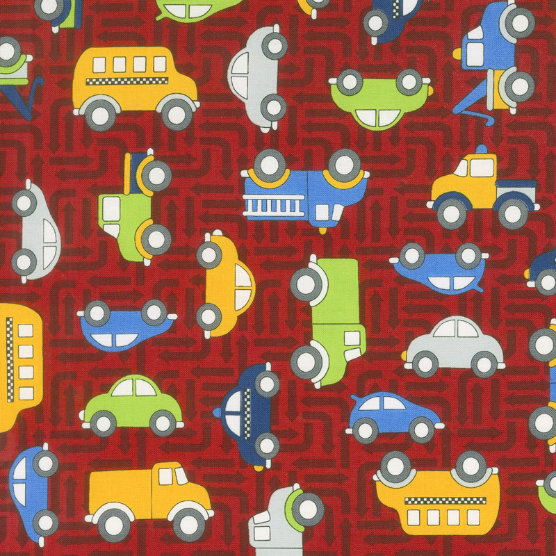 Traffic Jam - Cars Red Yardage