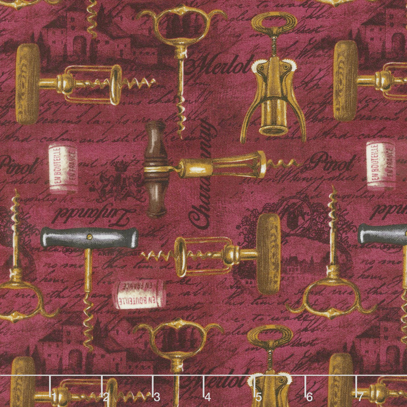 Vineyard Valley - Corkscrews Burgundy Yardage