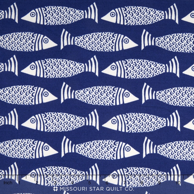 Tide Pool - Fish Royal White Yardage