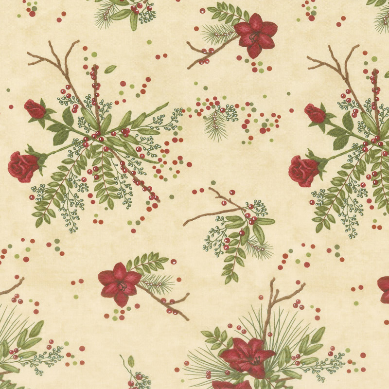 Winter Manor - Manor Floral Buff Yardage