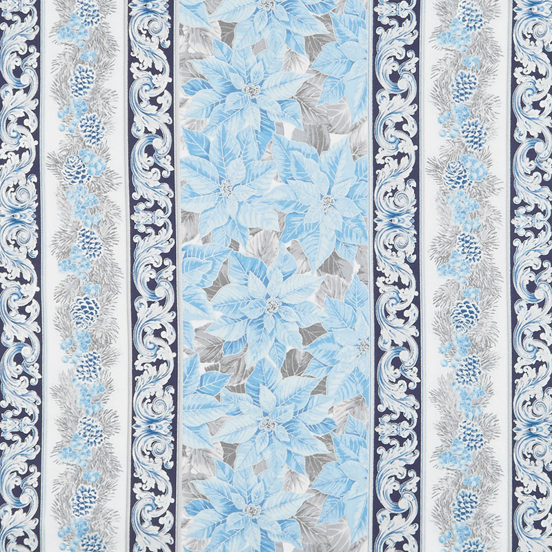 Holiday Flourish 13 - Blue Stripes Metallic Yardage
