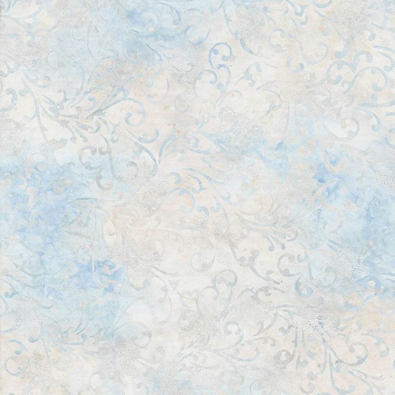 Artisan Batiks - Twilight Snowfall Swirls Snowflakes Dawn Metallic Yardage