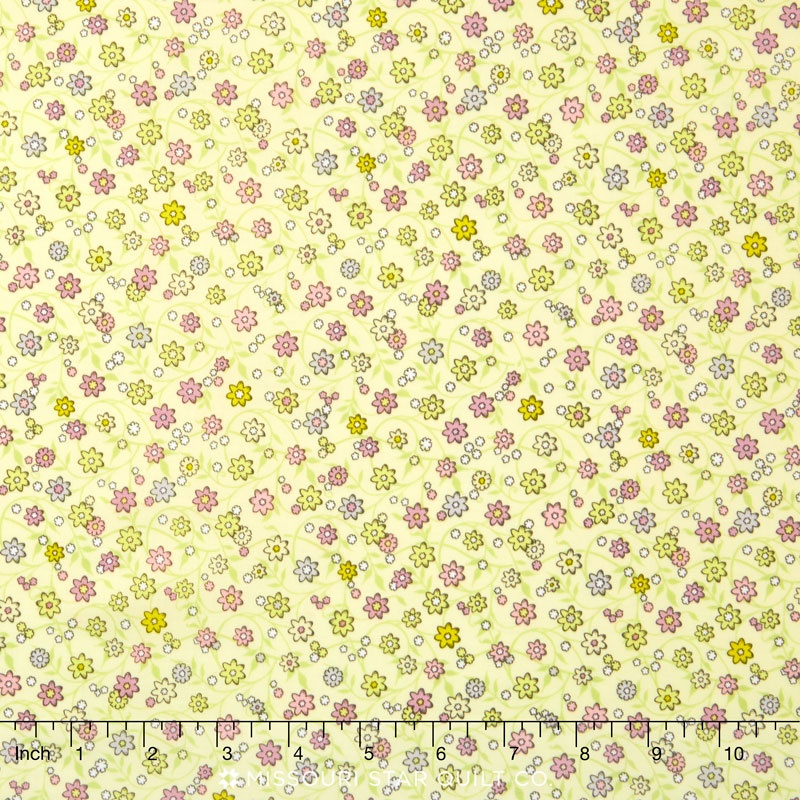 Soho Calicos - Pinks Vine Light Sage Yardage