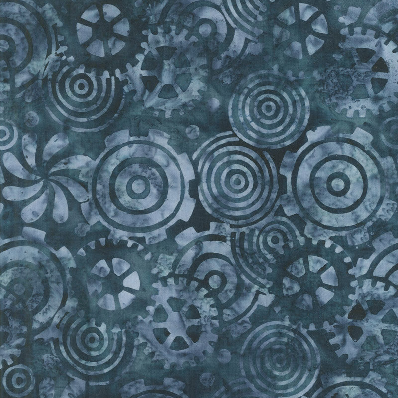 Steam Engine Batiks - Gears Teal Yardage
